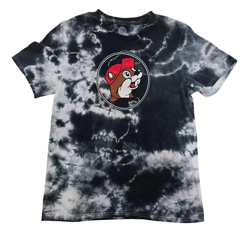 Buc-ee's Tie Dye T-Shirt Small Black White I'm Just Here For The Snacks Graphic